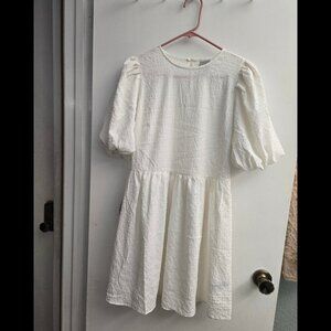 H&M White Cream Puff Sleeve Dress Size Small NWT